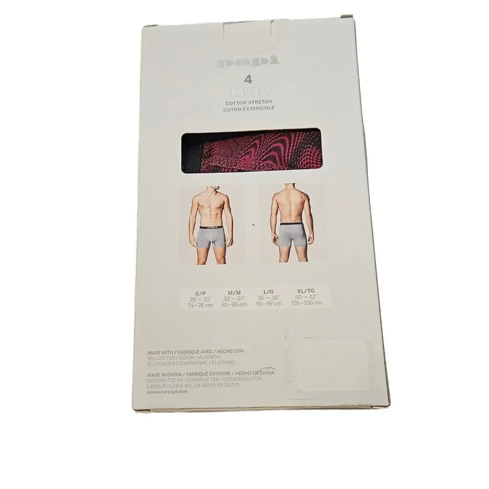 Papi Cotton Stretch Men's Boxer Briefs Size Small 4 Pack Multicolor Underwear